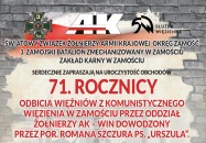 71. rocznica odbicia więźniów-żołnierzy AK z więzienia w Zamościu